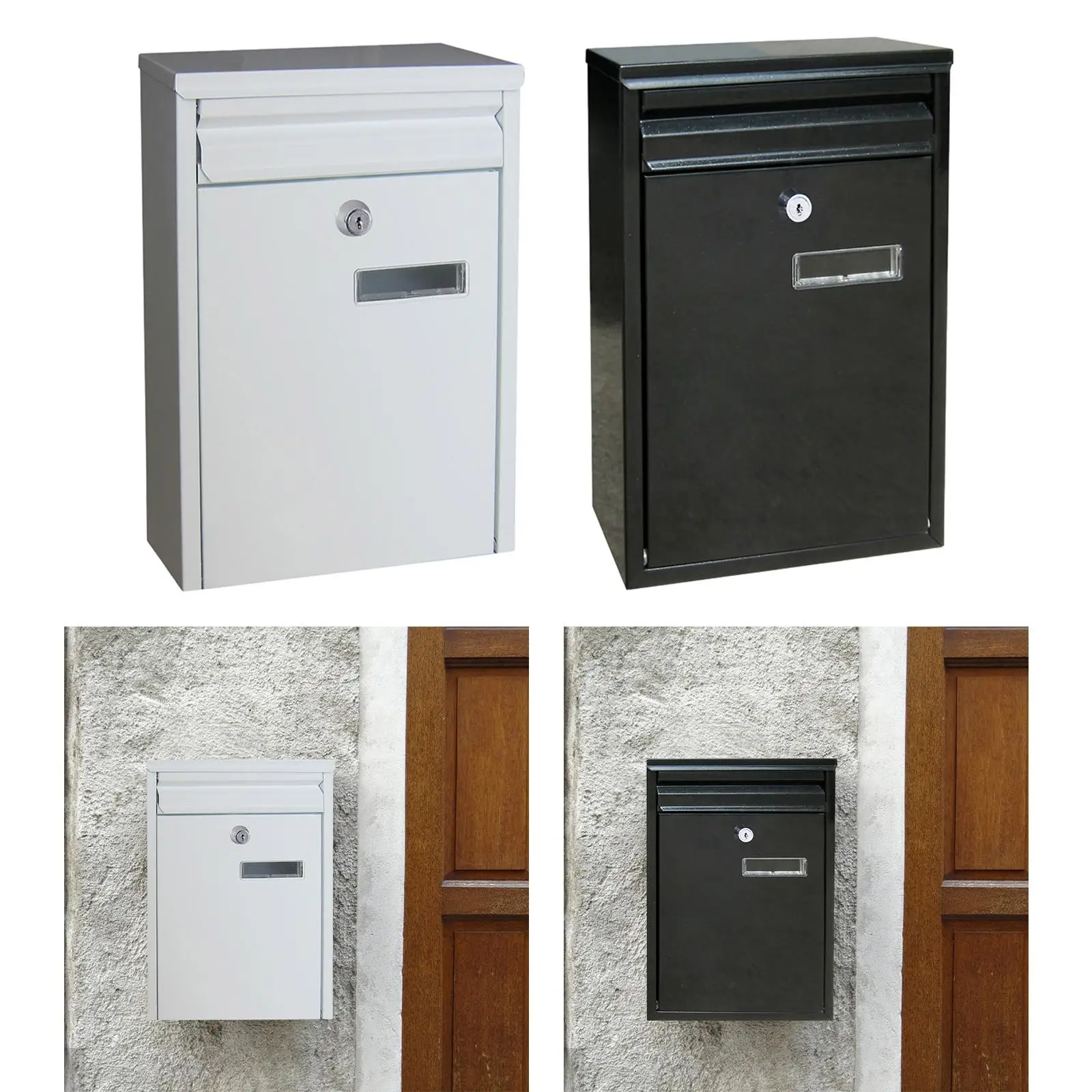 Wall Mounted Mailbox Rustproof Letterbox Metal Postbox Newspaper Holder Box for Front Door Porch Outdoor Home Office Decor