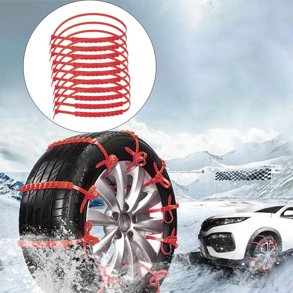 10PCS Snow Tire Chain Anti-Skid Belt for Car Truck Emergency Winter Driving