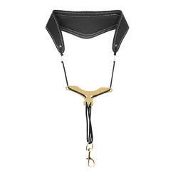 Deluxe Leather Adjustable Saxophone Neck Strap with Soft Ventilated Padding (Sax Strap)