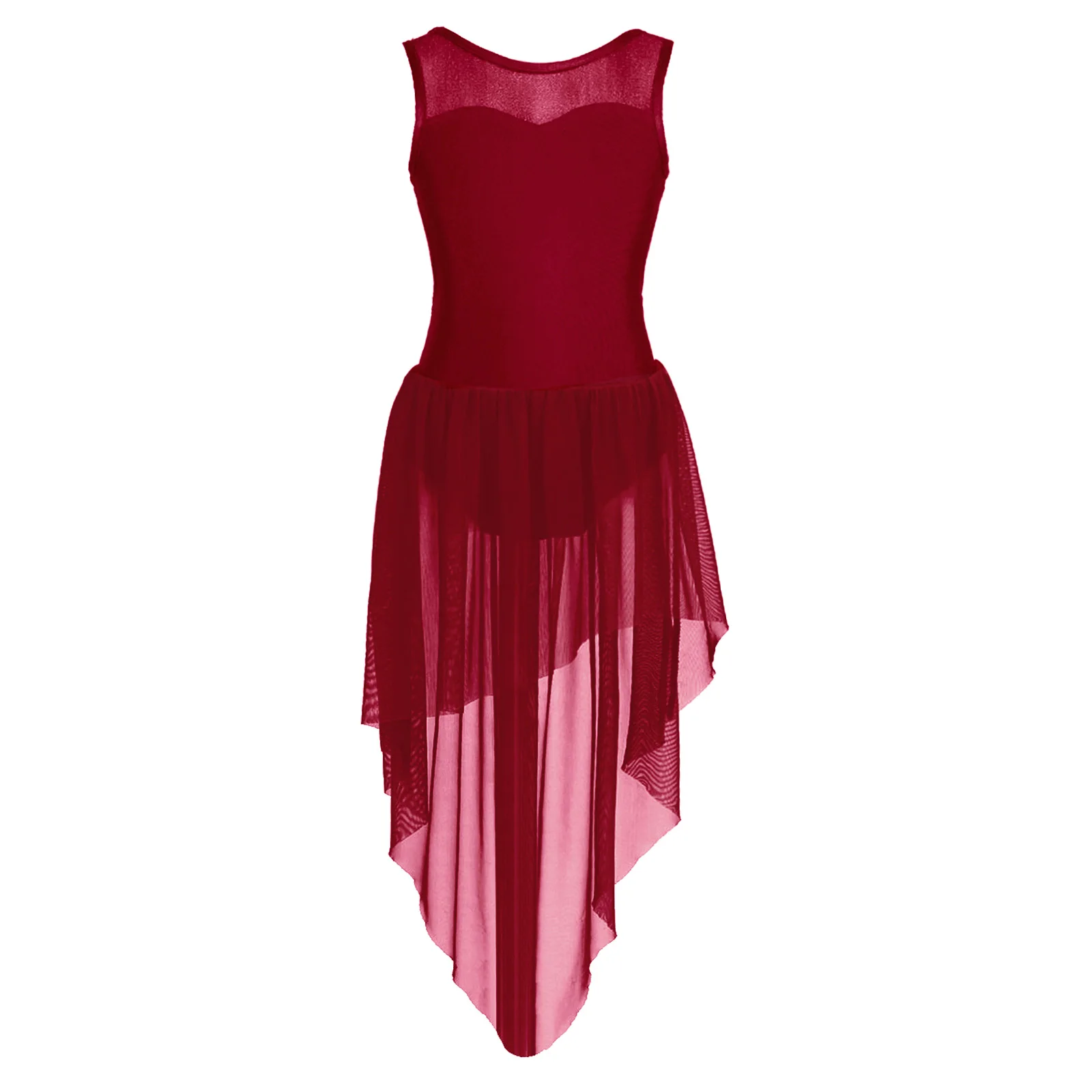 thumbnail image 1 of Trajes de niñas sin mangas bailarina tutú ropa de baile empalme espalda abierta dobladillo alto-bajo ballet danza clásica gimnasia leotardo vestido, 1 of 5