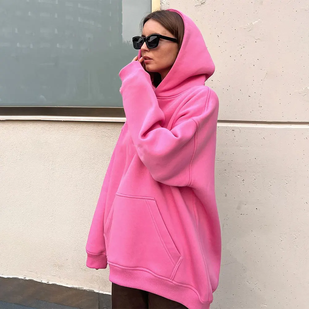 

Hoodie Autumn/winter 2023 New Street Boyfriend Style Fleece Loose Pocket Hoodie