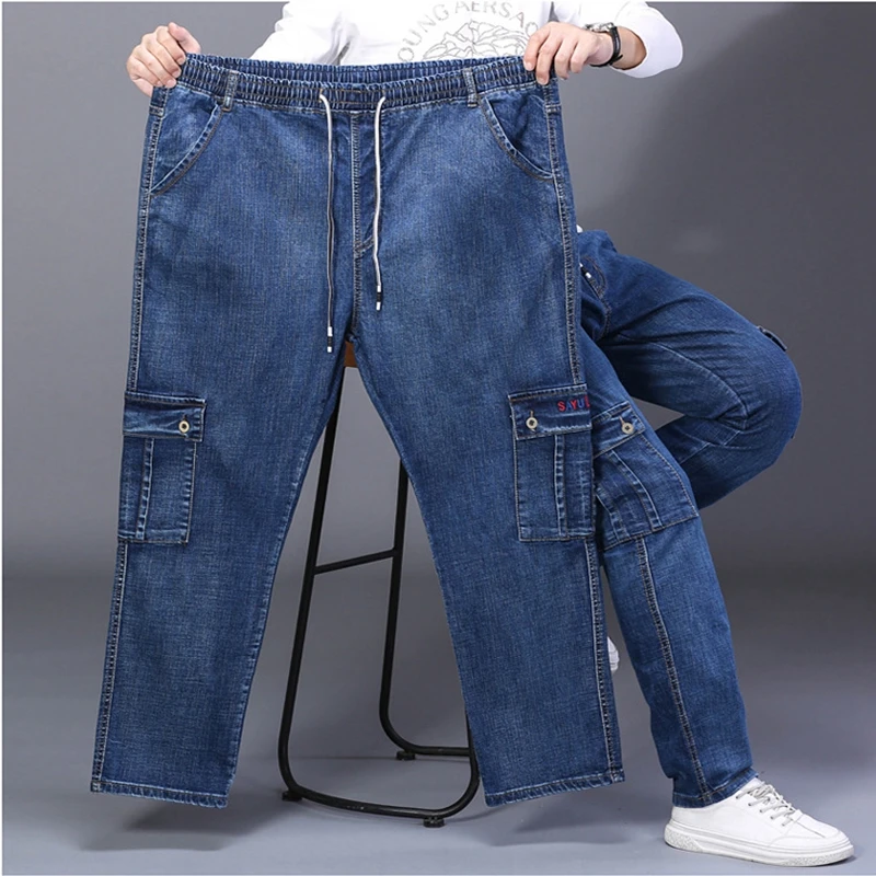 Men's High Waist Stretch Jeans Men's Loose Jeans 9xl Men's Jeans