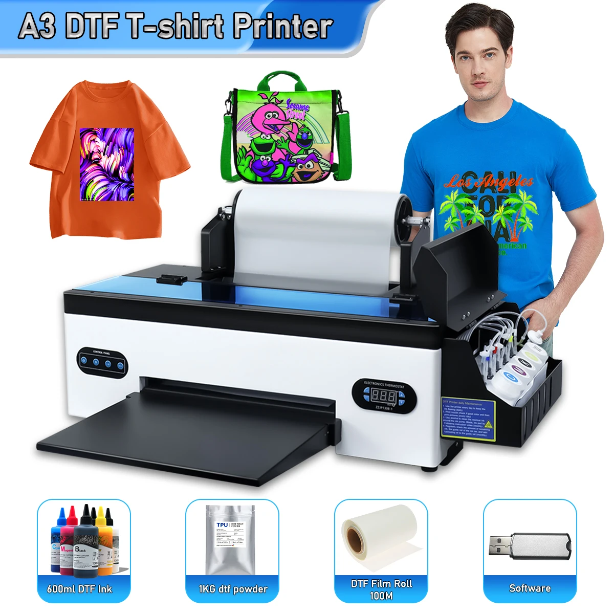 A3 DTF Transfer Printer For Epson R1390 DTF Printer For all Fabric