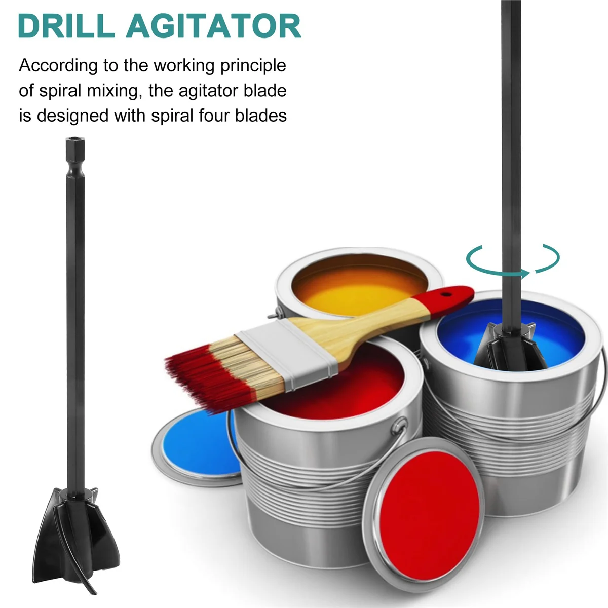 Epoxy Resin Paint Mixer Paddles for Drill,4Pcs Reusable Paint Stirrer Resin Drill Mixer Paddles and 2Pcs Extension Rods