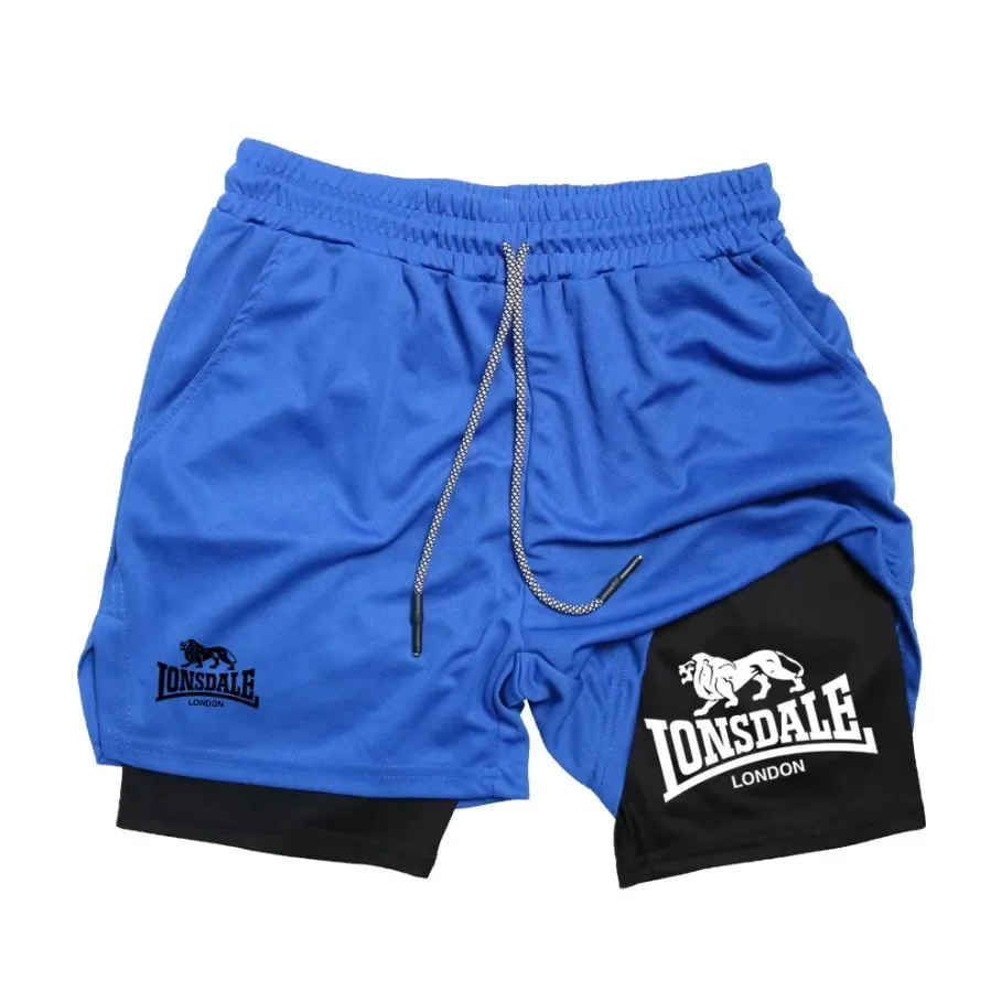 print 2 in 1 running shorts form gym workout compression shorts with phone pocket towel loop summer sport athletic active Wear 4