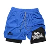 print 2 in 1 running shorts form gym workout compression shorts with phone pocket towel loop summer sport athletic active Wear 4