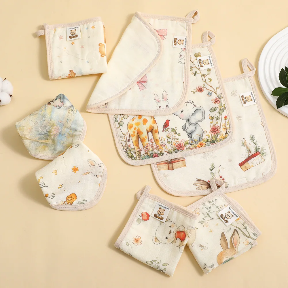 Cotton Baby Face Towel Newborn Baby Items 6 Layer Muslin Baby Bibs Handkerchief Soft Saliva Towel Feeding Burp Cloths