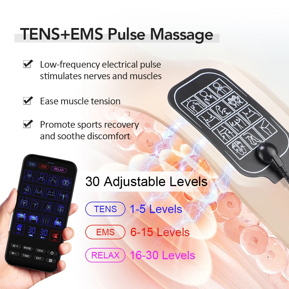 4 In 1 TENS EMS Unit Electric Muscle Stimulator Digital Physiotherapy Pulse Massager Infrared Nasal Therapy CES Sleep Aid Device