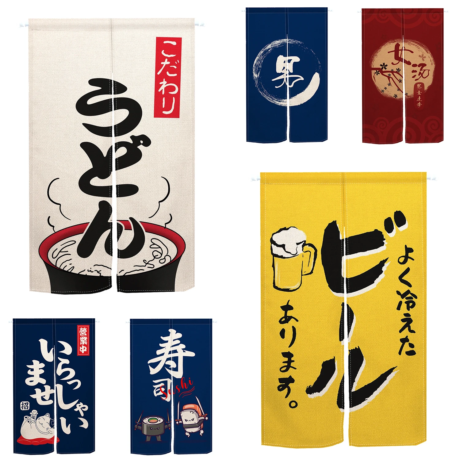 Japanese 3D Printing Door Curtain Partition Kitchen Doorway Restaurant Decor Noren Washable Half-Curtain for Living Room decor curtains