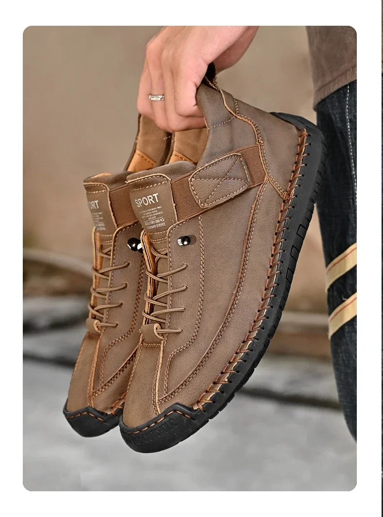 S519e7cb6964b4158bf599090b3319d1bk Handmade Breathable Leather Men Shoes Comfortable Casual Sneakers Plus Size