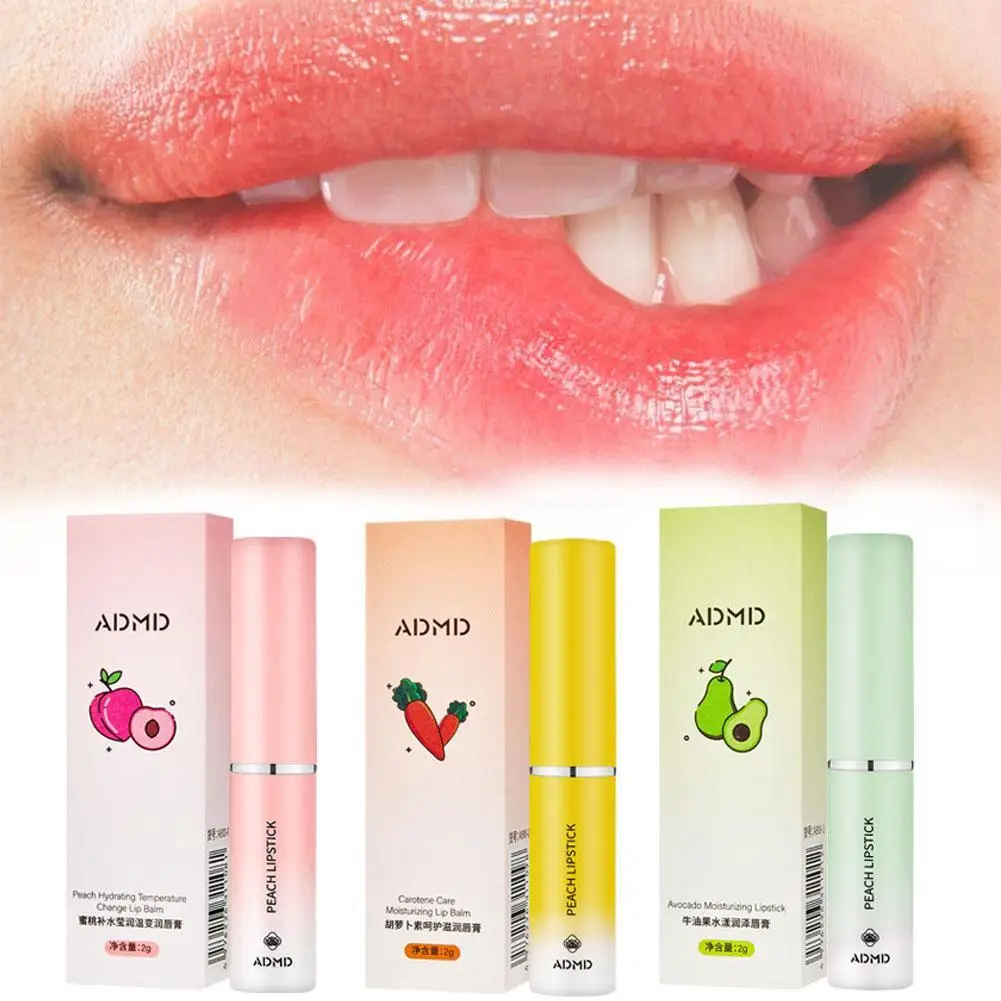 Fruit Flavor Moisturizing Lip Balm Temperature Color Changing Nourishing Repair Fade Lips Fine Lines Soft Smooth Lip Cosmetics