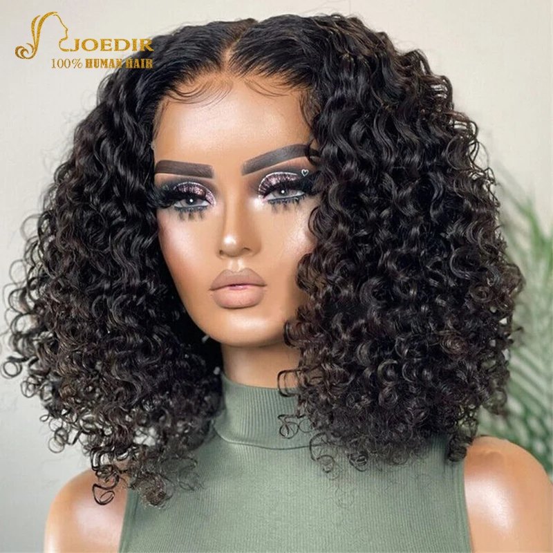 

Joedir Deep Wave Black Natural Water Wave Wig Glueless Lace Wigs Transparent Lace Front Human Hair Wigs For Women Brazilian Remy