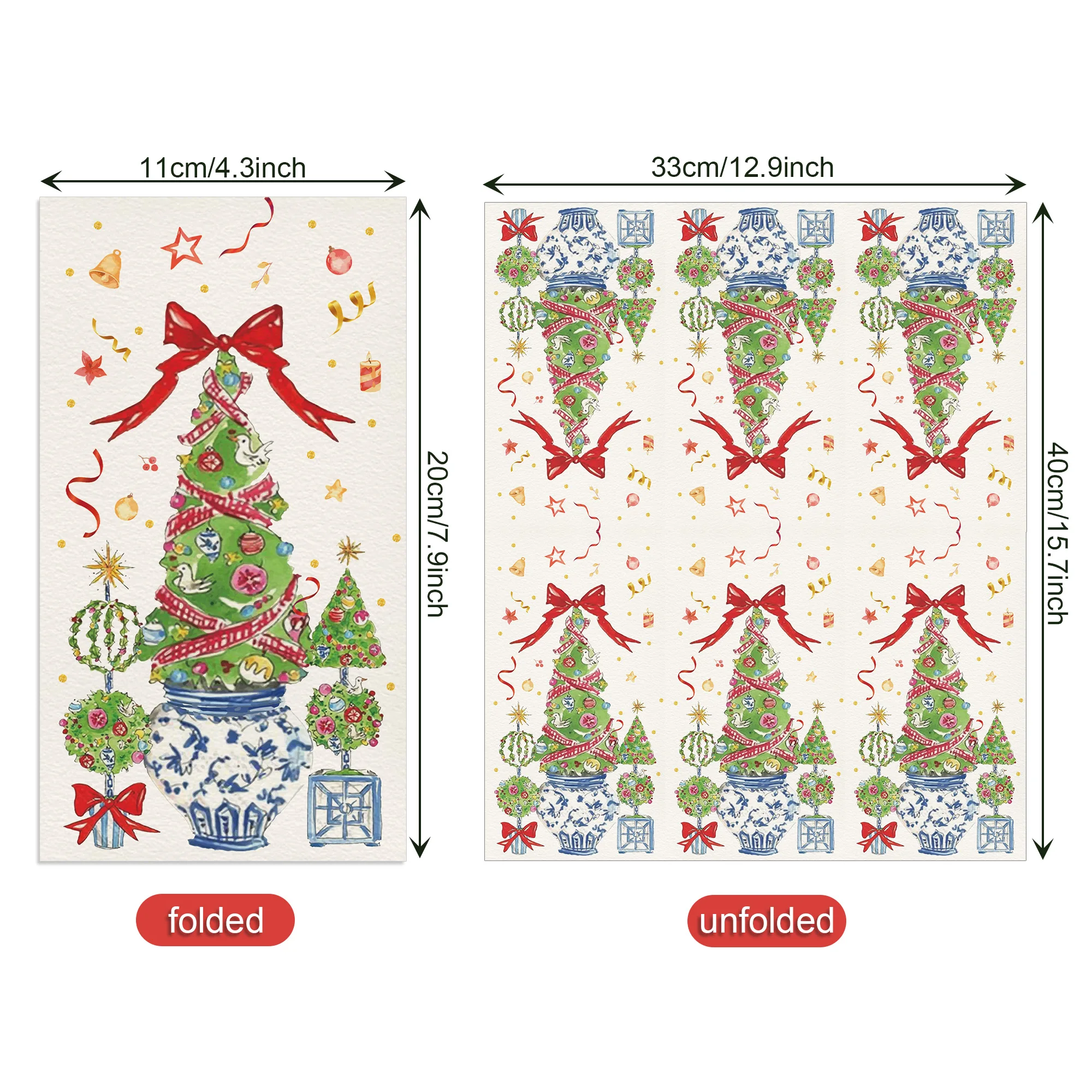 20/40/60 stücke Weihnachten Baum Servietten Einweg Abendessen Papier Taschentücher Weihnachten Dekoration Für Weihnachten Party Liefert – Detail 5