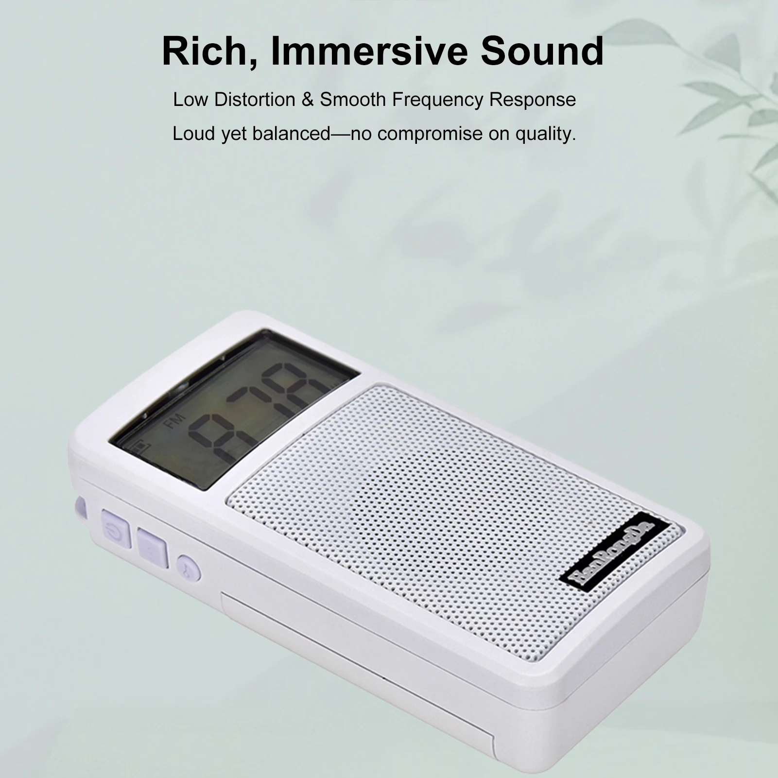 휴대용 AM/FM 라디오(100개 방송국 메모리, LCD 디스플레이 및 헤드폰 잭 포함) - D형 컴팩트 포켓 라디오