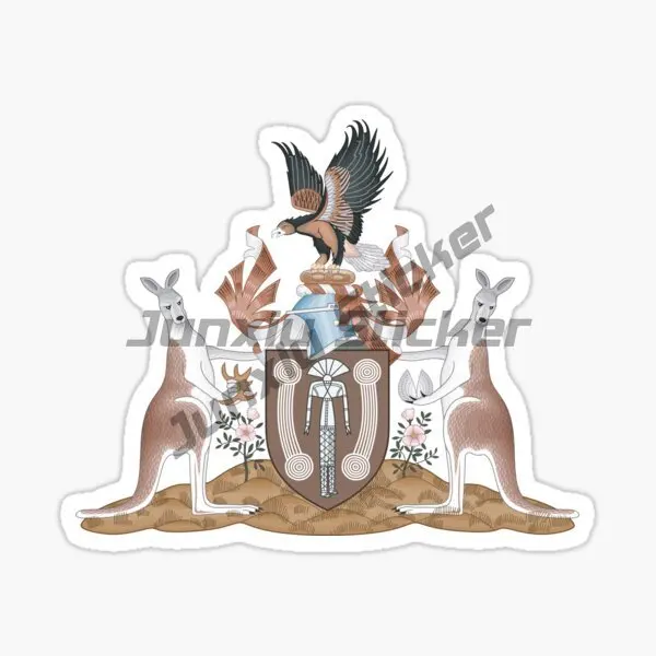 Australia Coat of Arms Map Waterproof Sticker - Anti-Scratch Decal for Windows, Cars, Phones, Trunks, and Guitars