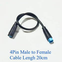 Waterproof Electric Bicycle Butt Joint Plug Connector - M8, 2 to 6 Pin, 20CM (4Pin Male - Female)