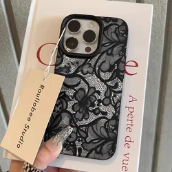 Elegant Black Lace Lichee Pattern Phone Case - Soft Protective Cover - Motorola G15 (S23020)