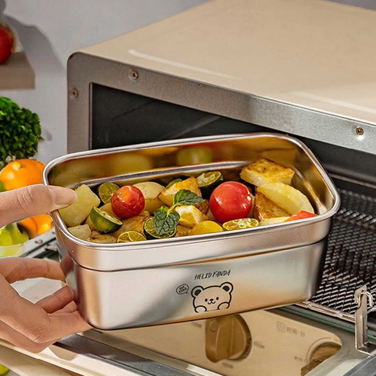 WORTHBUY Large Capacity Food Fresh-keeping Box 304 Stainless Steel Food Storage Container Fridge Sealed Food Preservation Box 3