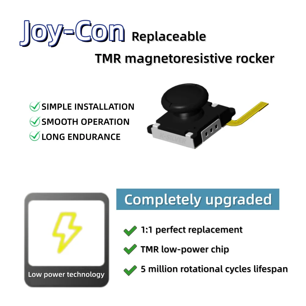 Magnetic Sensor 3D Analog Stick Replacement for Switch Joy-Con - K-SILVER JS19 (2/10pcs)