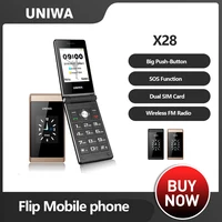 UNIWA X28 Big Push-Button Phone x29 Senior Flip Mobile Phone GSM  Dual Sim FM Radio Russian Hebrew Keyboard Clamshell Cellphone