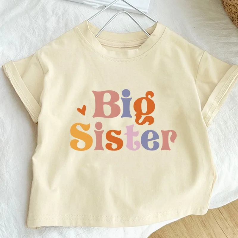 Big/Little Sister Print Family Matching Set Casual Retro Sisters Outfit Short Sleeve Kid T-shirt+Baby Bodysuit Summer Clothes 3