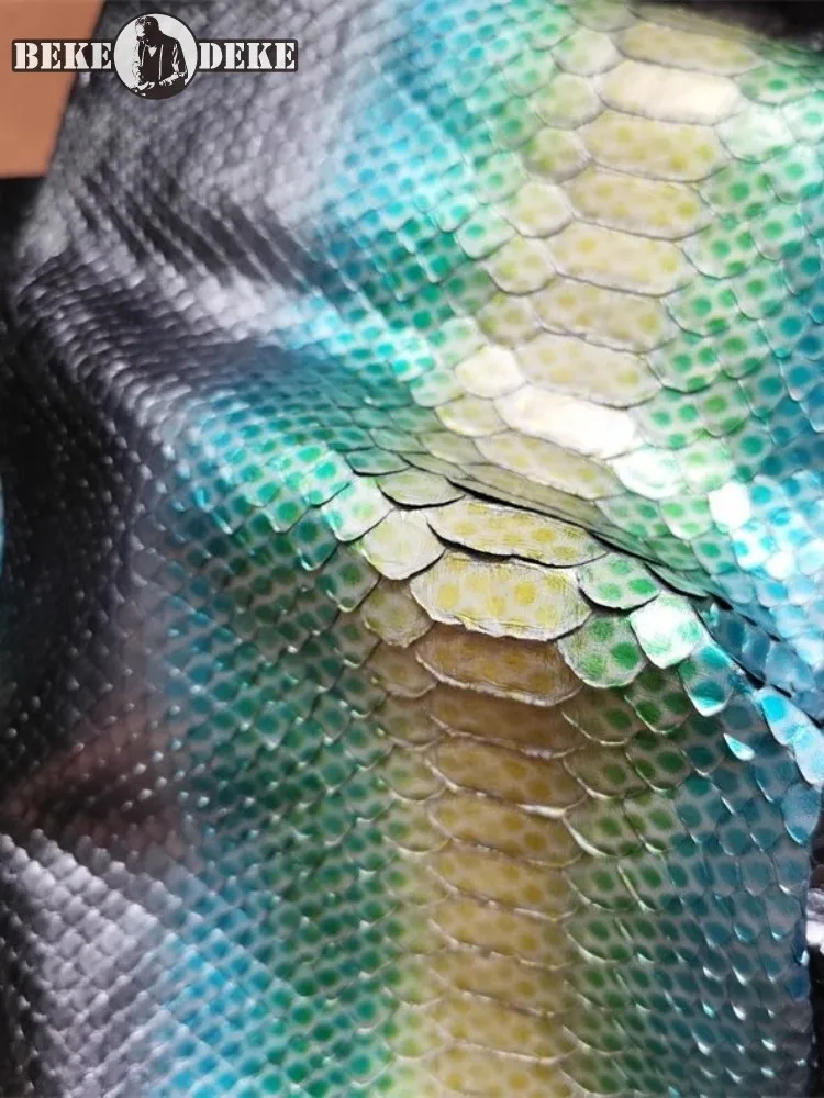 Handmade Genuine Leather Fabric Fashion Python Skin Piece Leather Craft DIY For Wallet Strap Accessories