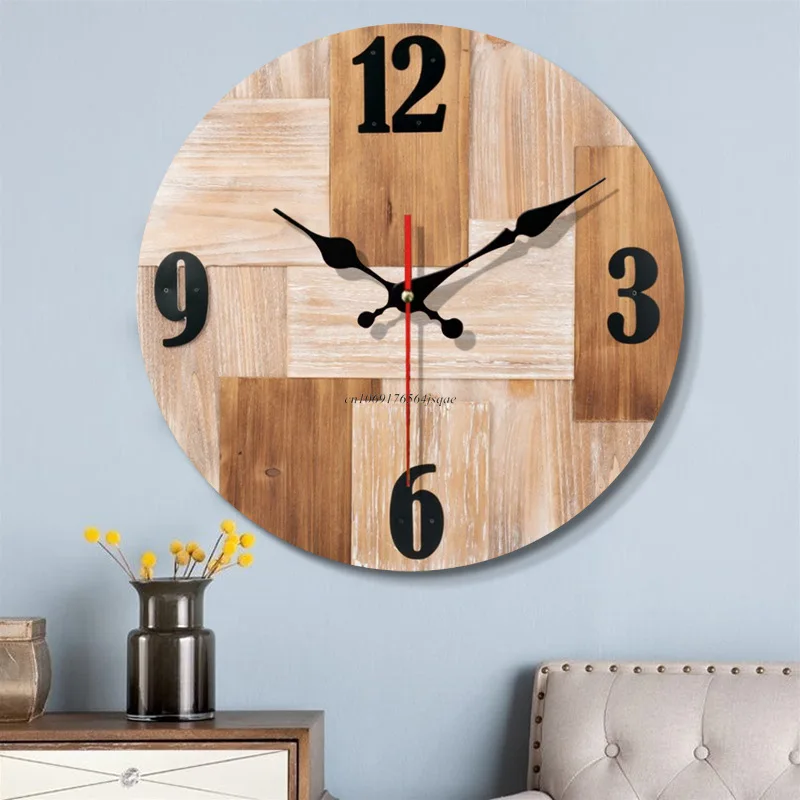 Orologi da parete semplici con venature del legno Vintage silenzioso  creativo soggiorno decorazione orologio da parete moderna cucina di casa orologi  da parete - AliExpress