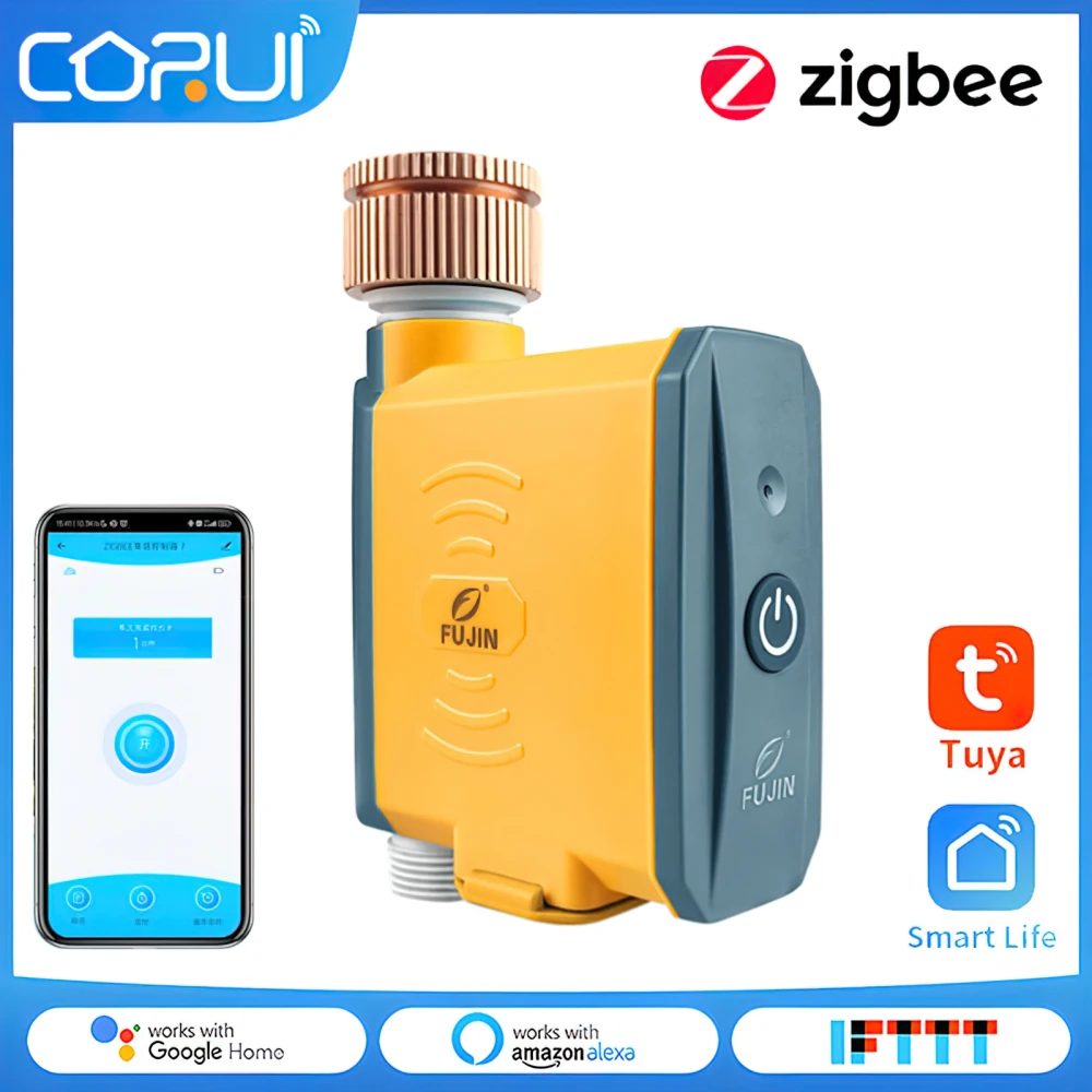

CoRui Tuya ZigBee Garden Watering Timer Smart Sprinkler Drip Irrigation System Built-in Water Flow Recorder Water Controller