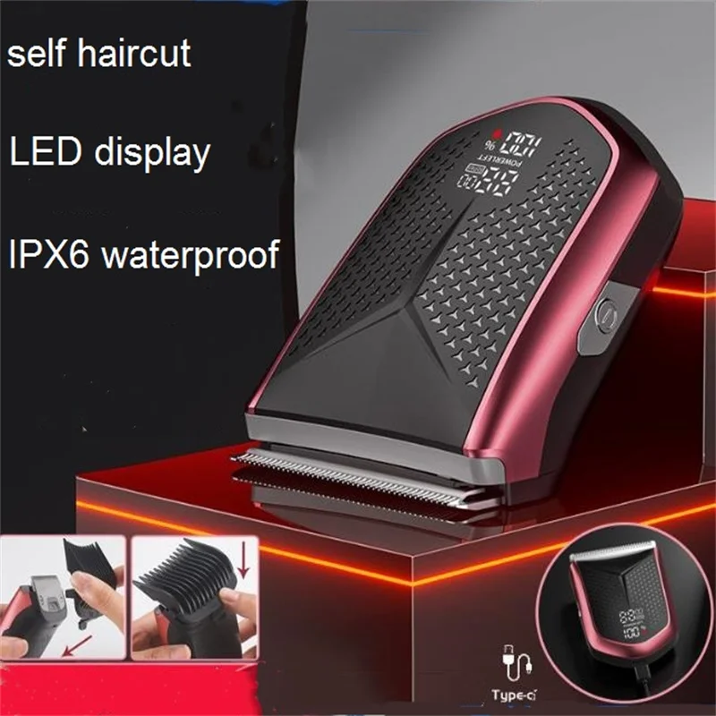 Washable Electric Self Service Hair Trimmer Self-Cut Haircut Kit Fade Style Clipper For Men Width Cutter Blade Bald Head Shaver 6