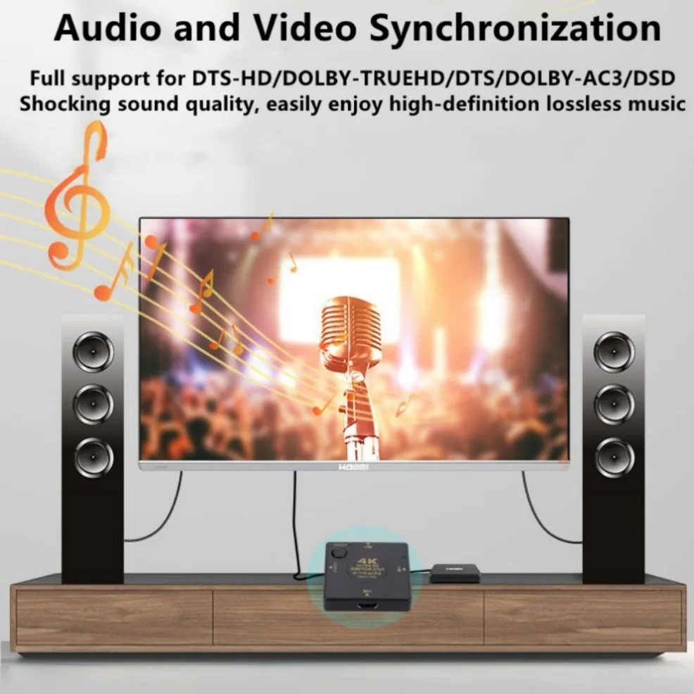 Commutateur Vidéo HDMI Bidirectionnel 2 Ports 4K à 60 Hz – Fonction 1 Entrée/2 Sorties Ou 2 Entrées/1 Sortie – Pour Home Cinéma, Gaming, Bureau – Dimensions 18x11x2 Cm