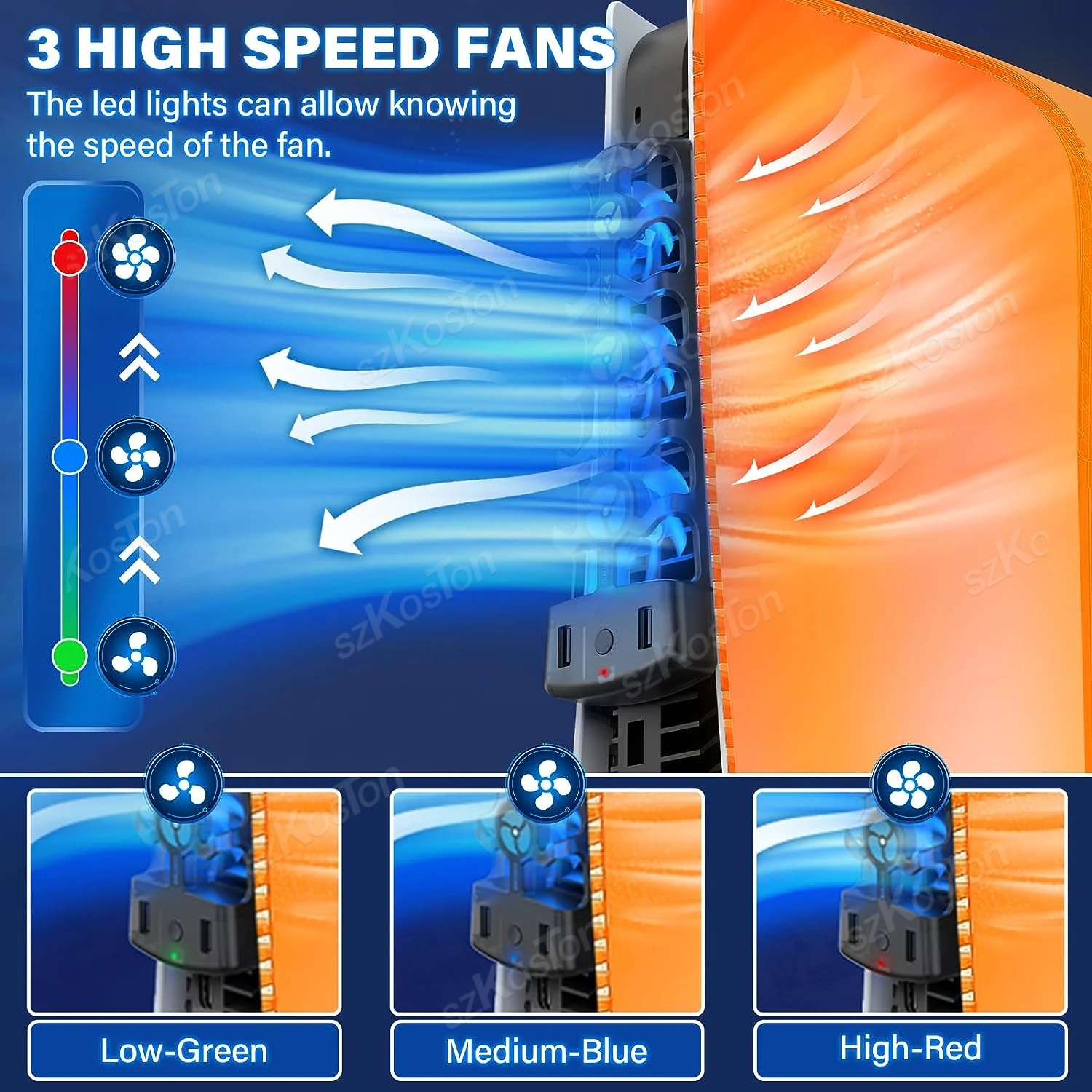 RGB Cooling Fan for Efficient 3-Speed Quiet Cooling System