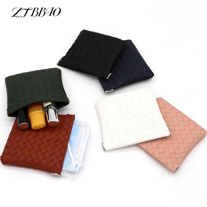 

Leather Cosmetics Lipsticks Holder Case PU Wires Earphone Storage Bag Portable Travel Wire Jewelry Organizer Pouch Mini Bag