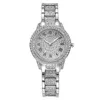 1 Female Silver Alloy With Charming Four Shot Rhinestone Embellishment Circular Dial Quartz Watch And 1 Love Decoration 5