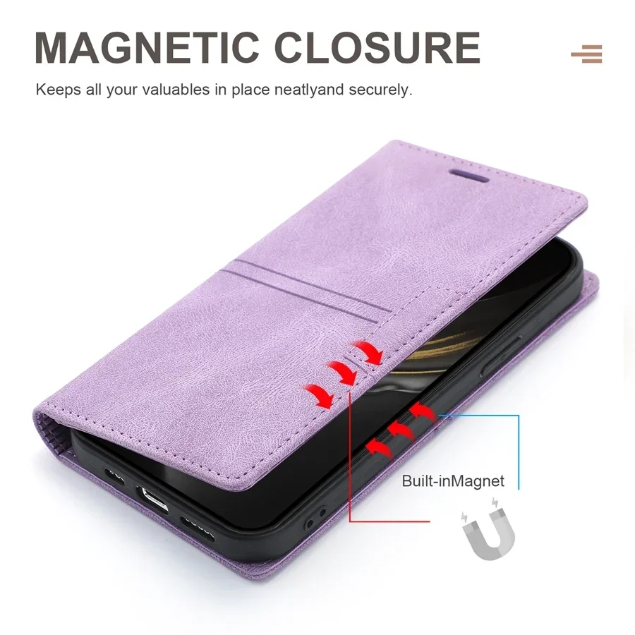 Luxury Leather Flip Wallet Case - Sophisticated Card Holder Design