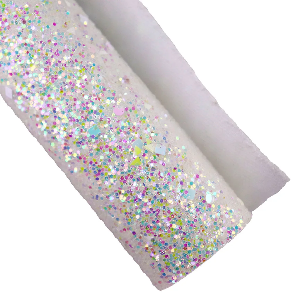 Shiny Chunky Glitter Fabric with Same Color Elastic Backing for Craft Sewing Bows DIY Earring F0376 glitter fabric
