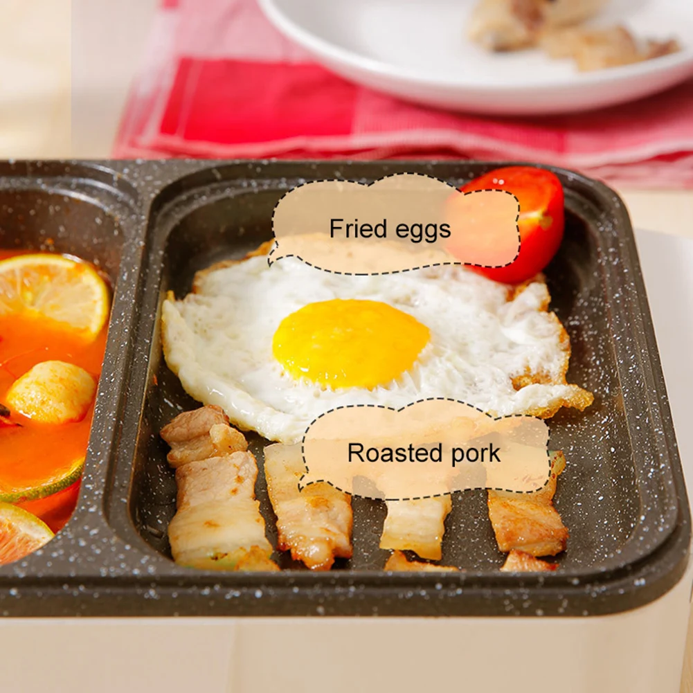 1200W Electric Hot Pot Cooker BBQ Grill 2 IN 1 Multifunctional Electric BBQ Grill Non Stick Plate Pan Electric Pressure Cooker 3
