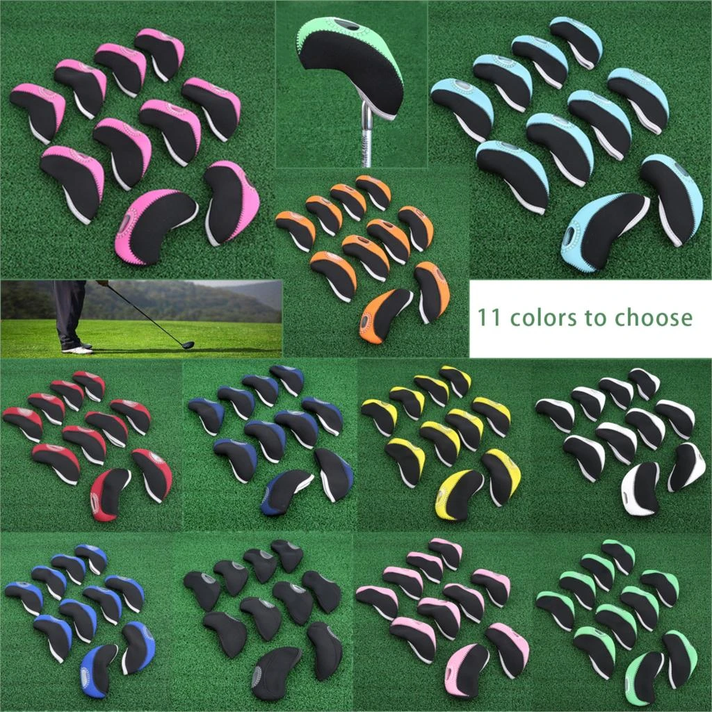 10Pcs/Set Golf Irons Head Cover with Transparent View Window,Neoprene