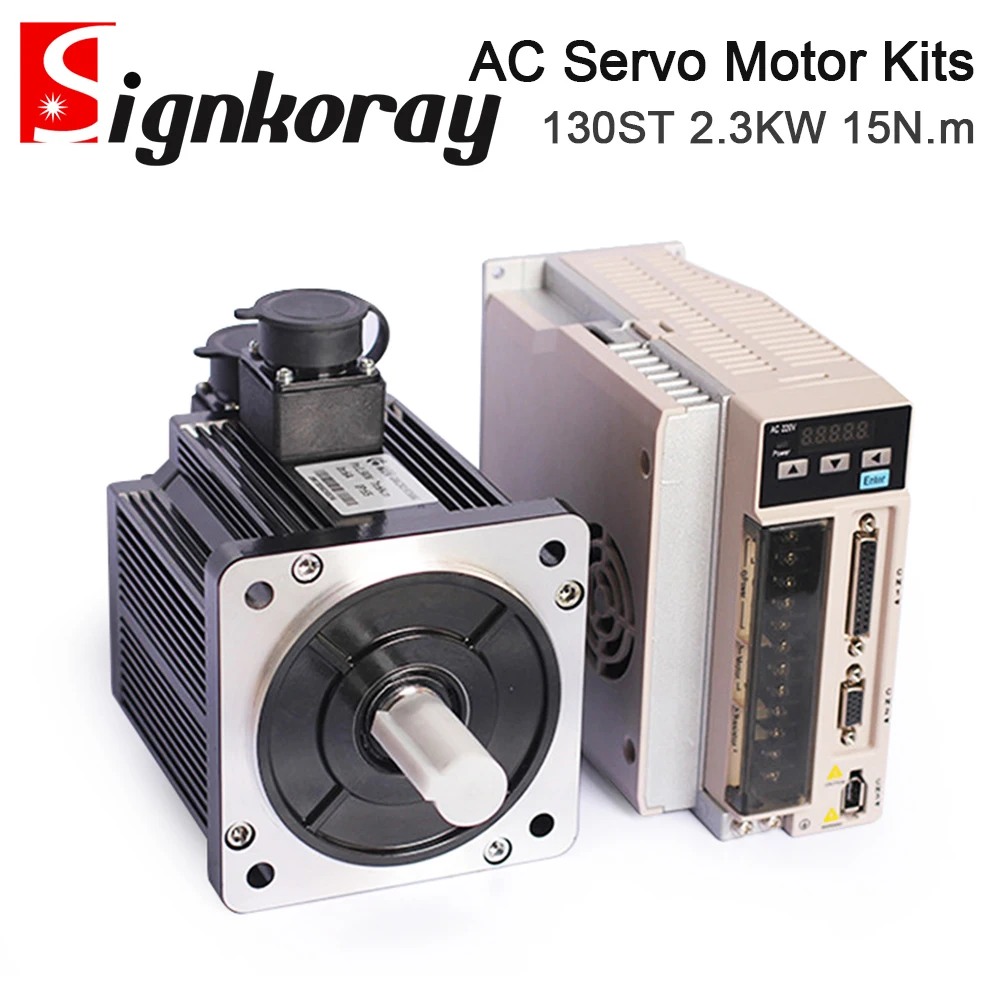 

SignkoRay 2.3KW 15N.m AC Servo Motor Driver Kits 1500RPM 220V for Industrial Control Application HC300+130ST-H15015