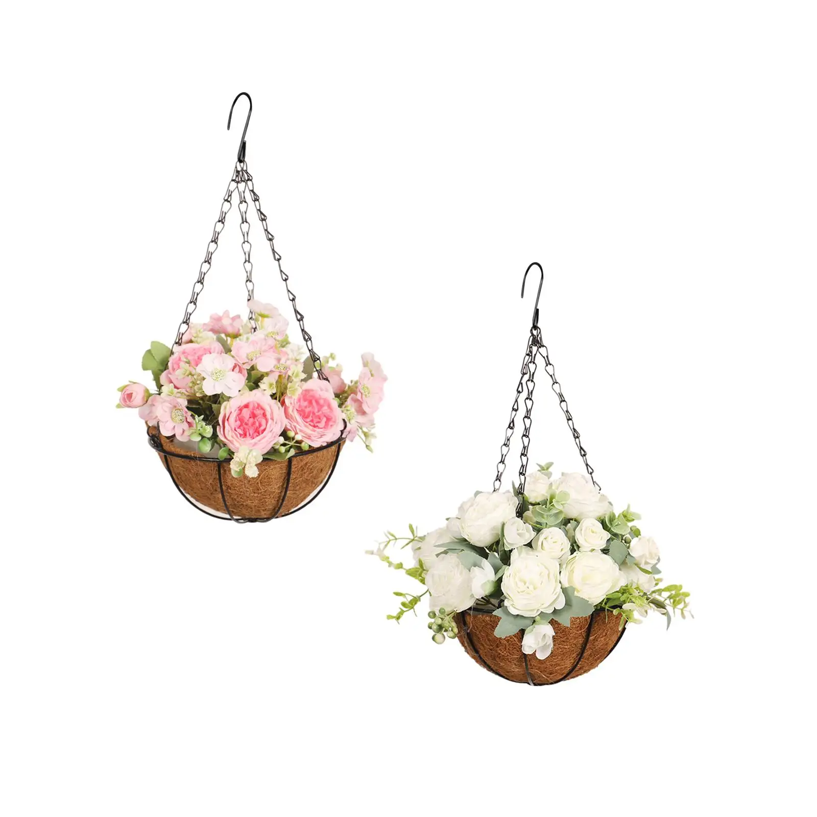 

Hanging Artificial Flowers Basket Decor Chain Flowerpot for Home Patio Porch