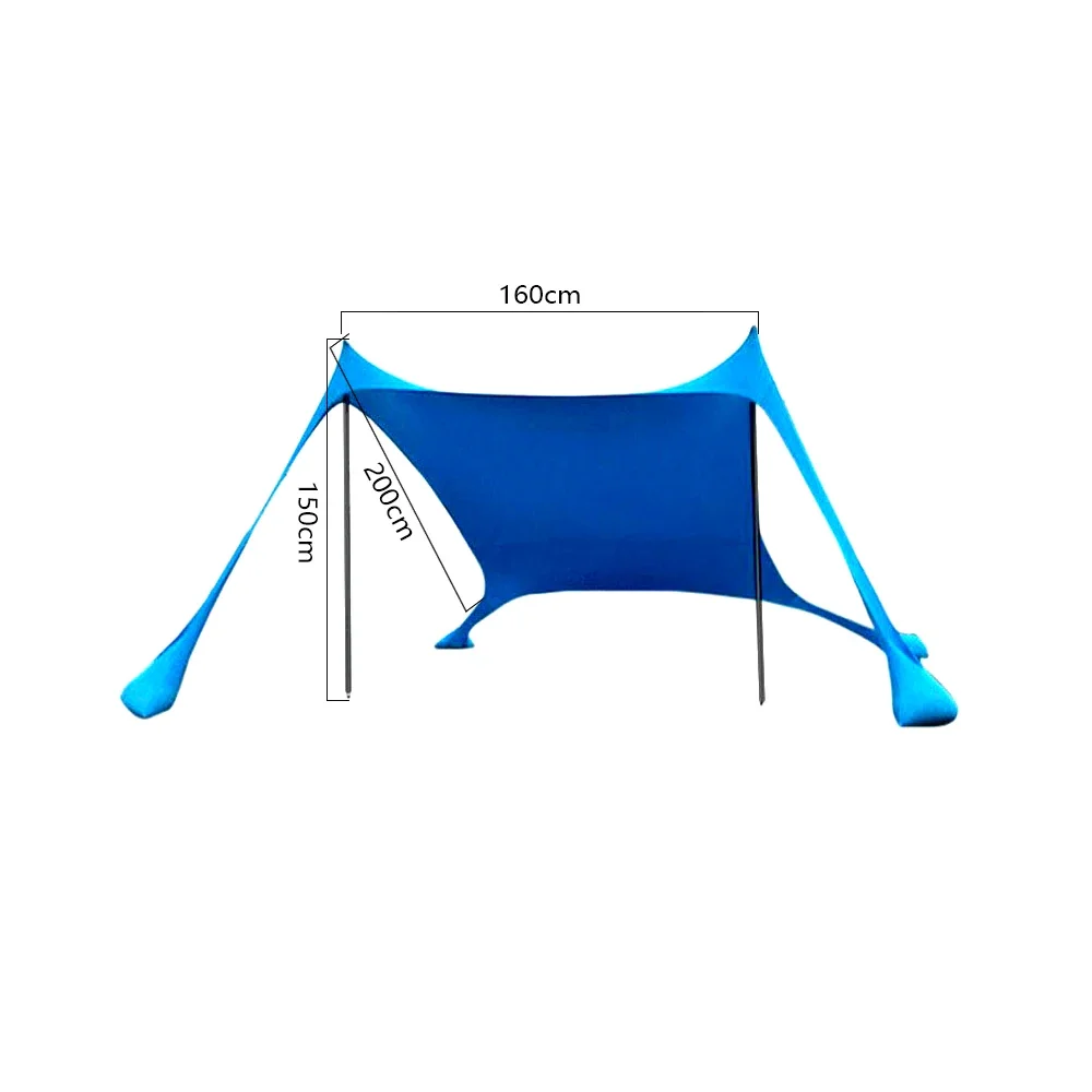 אוהל חוף חיצוני מקלט שמש הגנה מפני UV UPF50+ עמיד לרוח חופה ניידת לחוף הים צל שמש לקמפינג לפיקניקים משפחתיים דיג