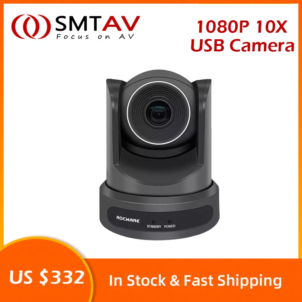 SMTAV PTZ Camera with USB Outputs 10X Optical Zoom Live Streaming