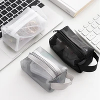 Large Capacity Key Bags Transparent Cosmetic Bag Square Mesh Storage Pouch Mini Zipper Coin Purse Mini Wash Bag Stationery Case 2