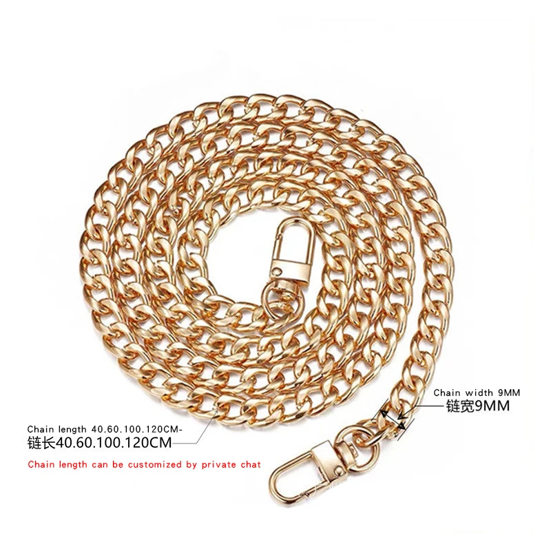 

Korean Fashion Handbags Shoulder Crossbody Bag Purse Chain Luggage Charm Hardware Metal Flat Chain Accessories Bag Chain Strap