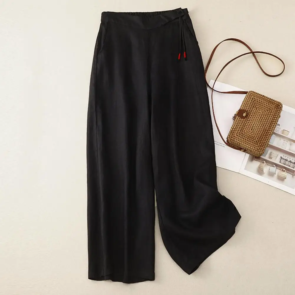 Wide-leg Bottoms Elastic High Waist Women's Summer Pants Loose Fit Straight Leg Trousers for Streetwear Style Comfort Women