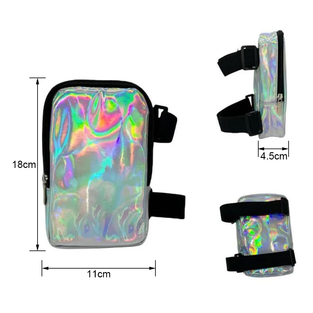 Mode holo graphische Oberschenkel Tasche Münze Geldbörsen verstellbare Träger Hüft tasche kleine Telefon Geldbörse Handtasche für Outdoor-Wander reisen