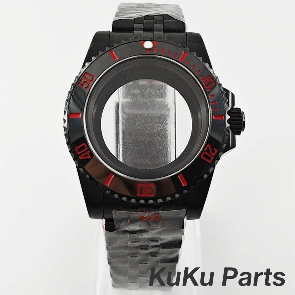 Black Purple GMT Bezel Watch Case with PVD Black Jubilee Bracelet and Sapphire Crystal