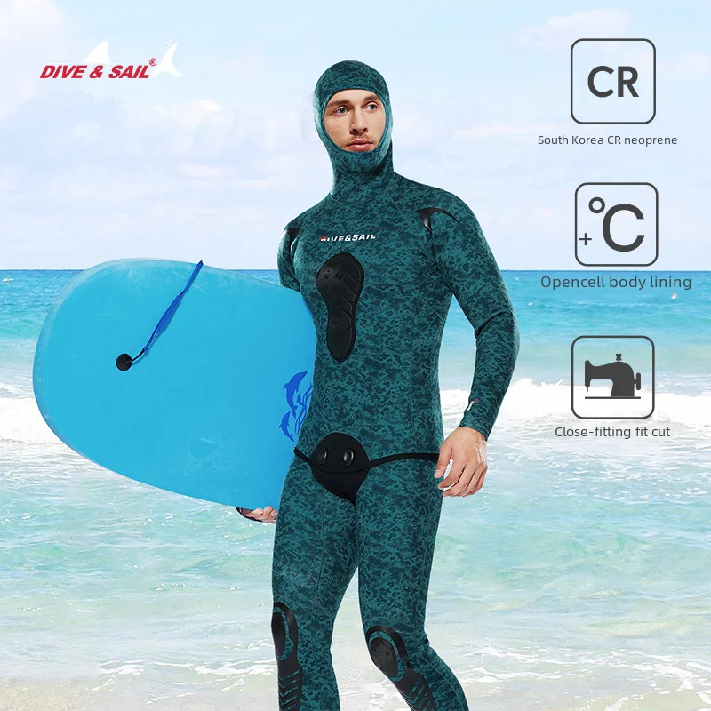 New diving suit3/5/7MMCamouflage Camouflage Fish Hunting Clothes Outdoor Fishing Split Suit Free Diving Wet Clothes