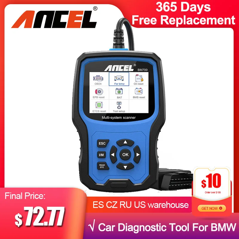 Ancel Bm700 Full System Diagnostic Tool Obd2 Scanner Injector Coding