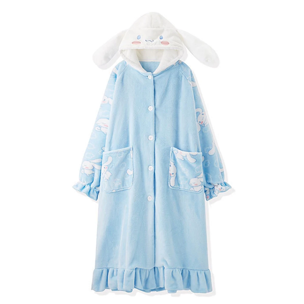 Leisure Style Sleepwear Long Sleeve Fluffy Pajamas Kigurumi Adult Homewear Nightgown Loungewear Warm Clothes Halloween Long Robe