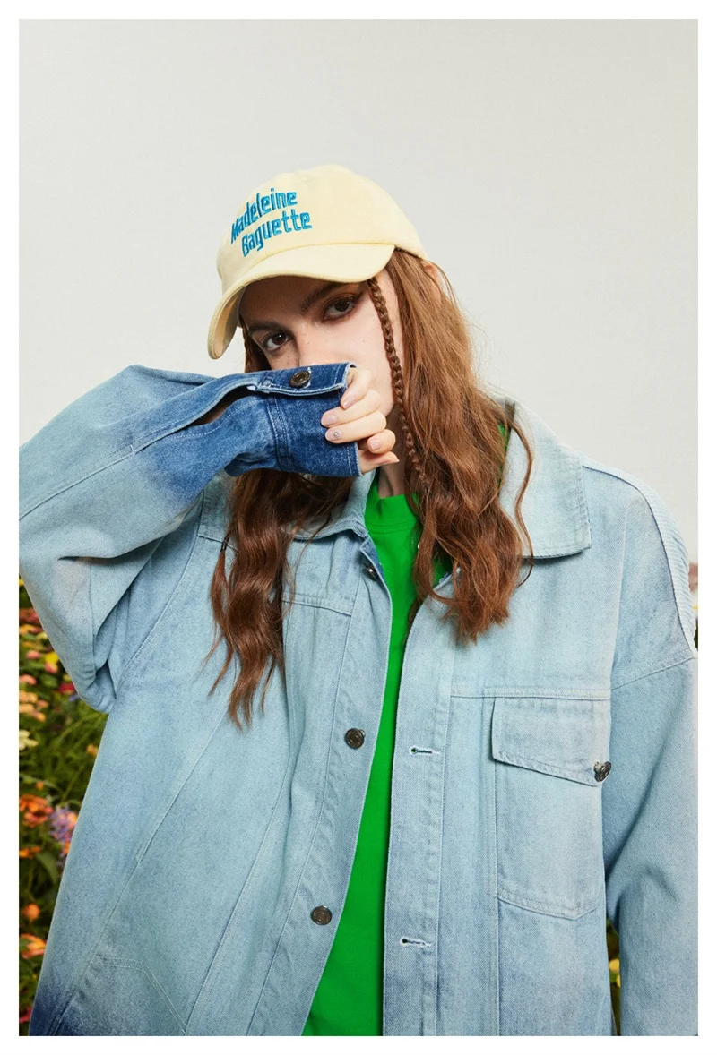 2023 Spring and Autumn New Fashion Brand Washed Gradual Patchwork Denim Jacket Men and Women Lapel Small Fragrant Wind Coat Z777